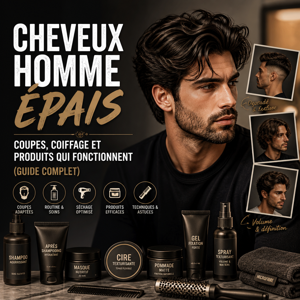 Cheveux homme épais : coupes, coiffage et produits qui fonctionnent (guide complet)