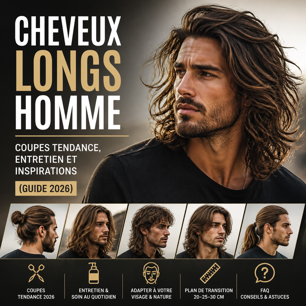 Cheveux longs homme : coupes tendance, entretien et inspirations (guide 2026) + (banner)