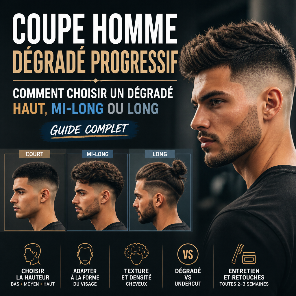 Coupe homme dégradé progressif : comment choisir un dégradé haut, mi-long ou long (guide complet)