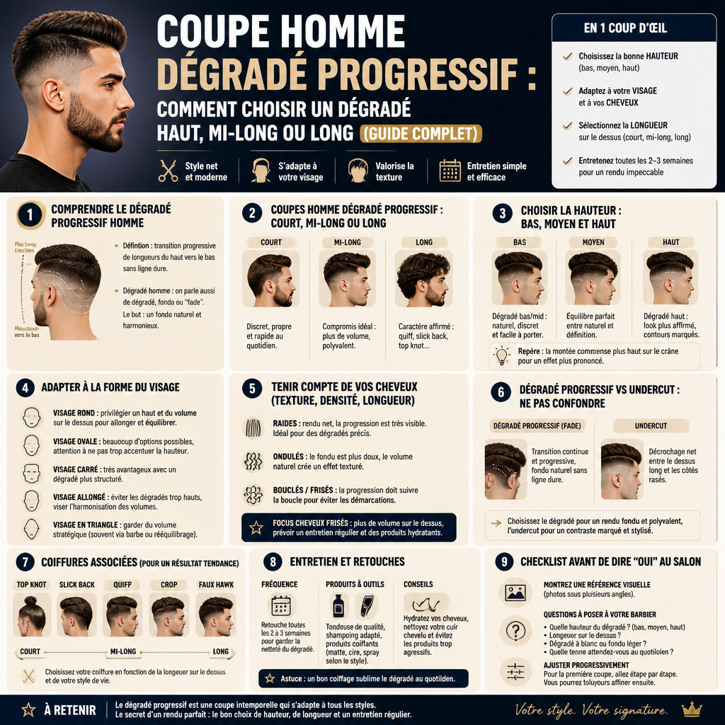 Infographie : Coupe homme dégradé progressif