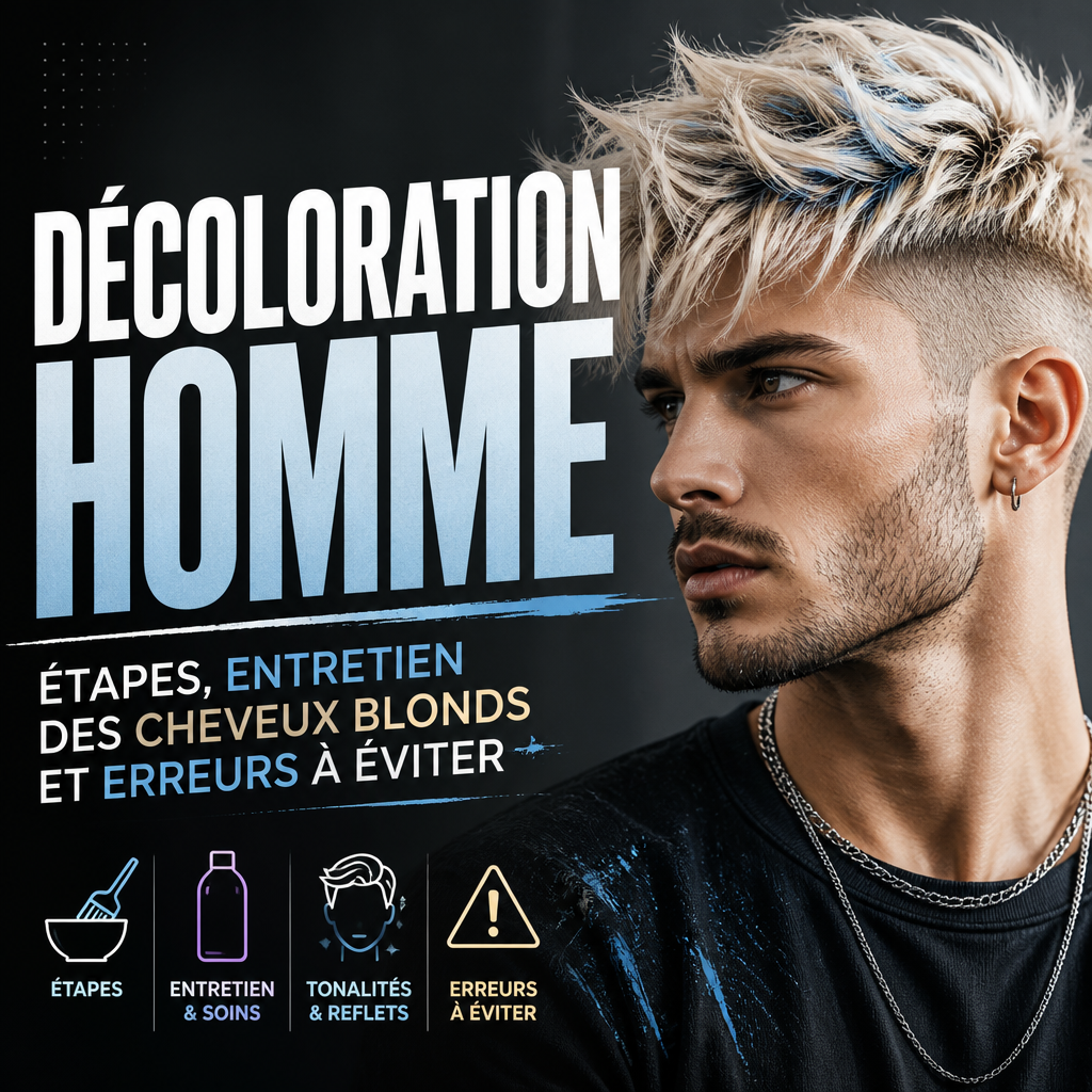 Décoloration homme : étapes, entretien des cheveux blonds et erreurs à éviter + (banner)