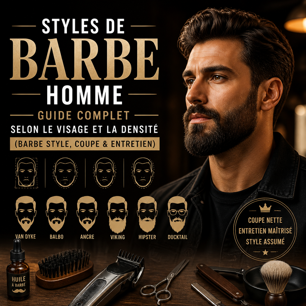 Styles de barbe homme : guide complet selon le visage et la densité (barbe style, coupe & entretien) + (banner)
