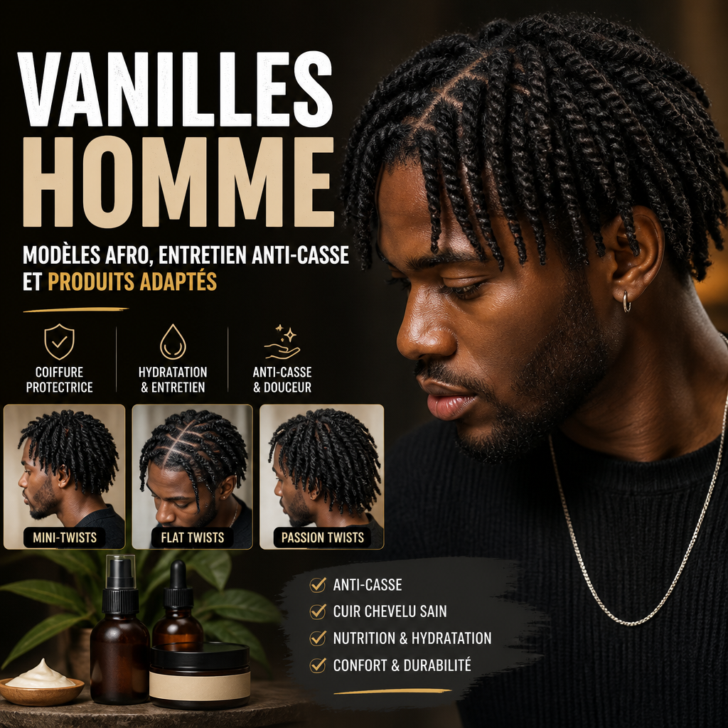 Vanilles homme : modèles afro, entretien anti-casse et produits adaptés + (banner)
