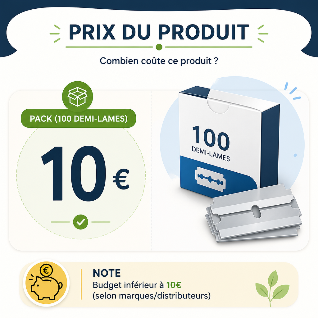 Coût des consommables : packs de 100 demi-lames