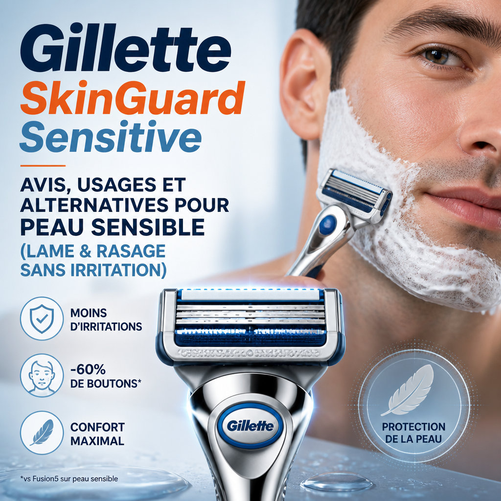 Gillette SkinGuard Sensitive : avis, usages et alternatives pour peau sensible (lame & rasage sans irritation)
