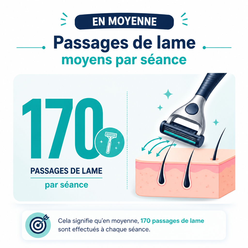 Nombre moyen de passages de lame par séance