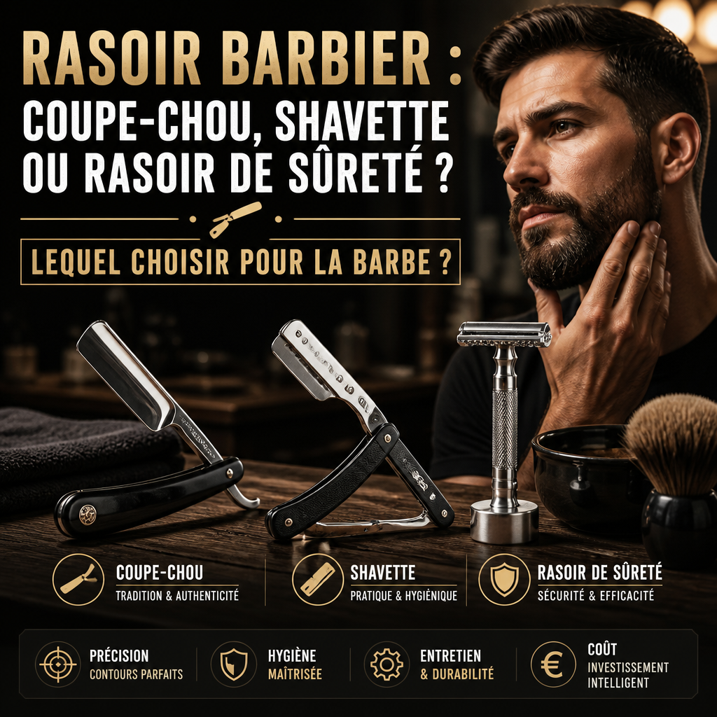 Rasoir barbier : coupe-chou, shavette ou rasoir de sûreté ? Lequel choisir pour la barbe ?