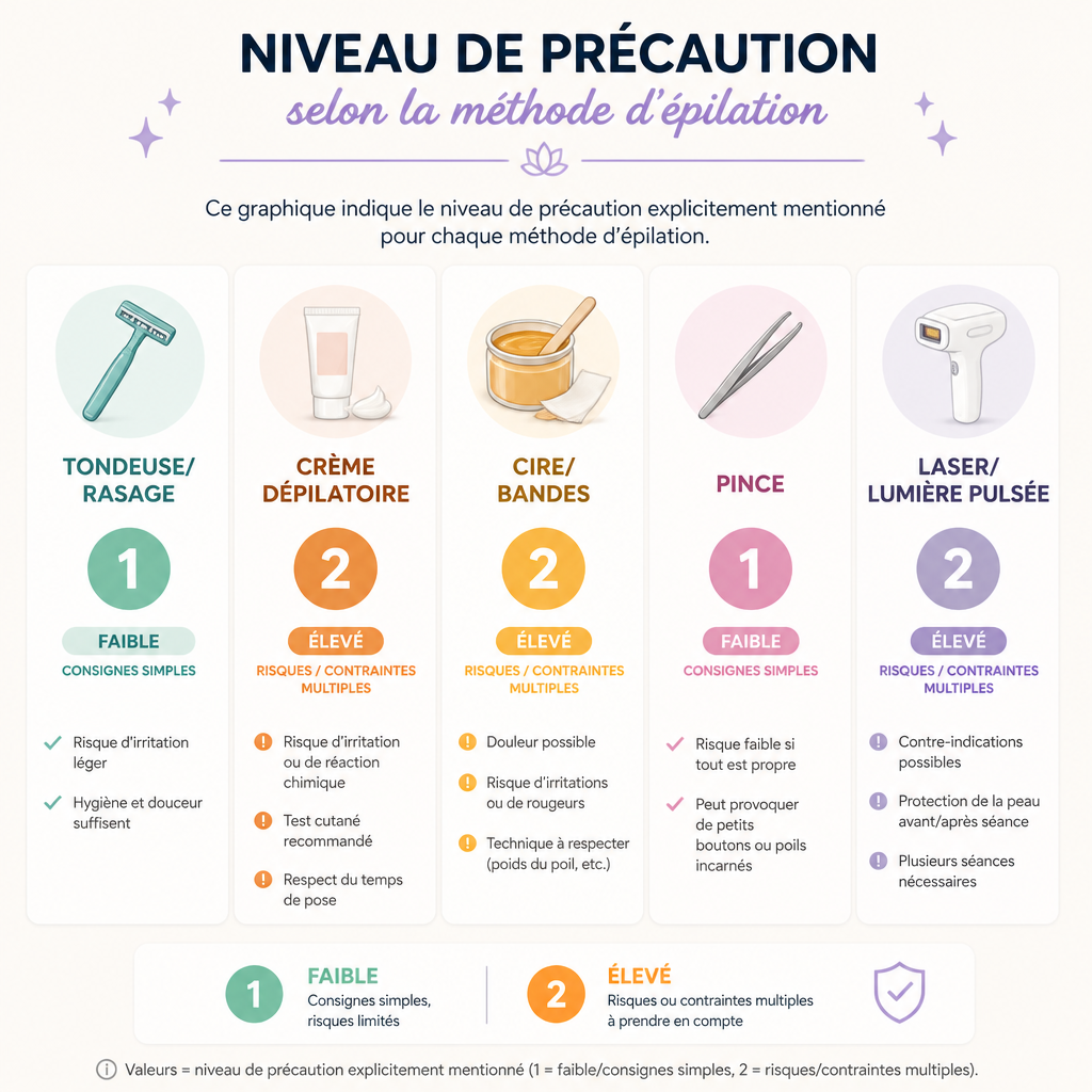 Risques/points de précaution par méthode (qualitatif converti)