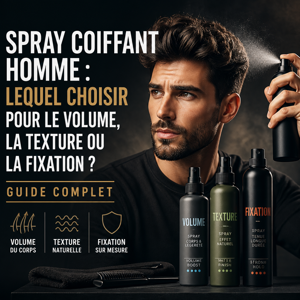Spray coiffant homme : lequel choisir pour le volume, la texture ou la fixation ? Guide complet + (banner)